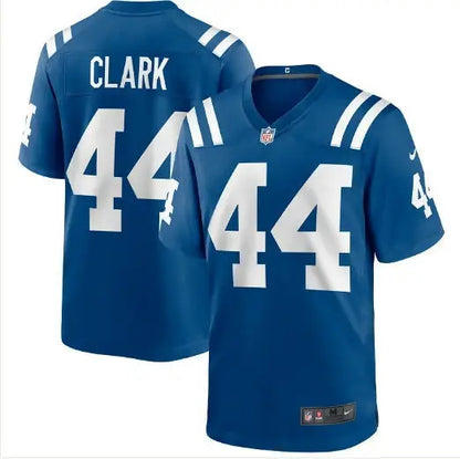 Blue Indianapolis Colts Nike Dallas Clark jersey with white 44 numbers and CLARK on back