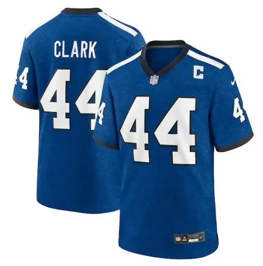 Two blue Indianapolis Colts Nike Dallas Clark jerseys with white numbers and lettering