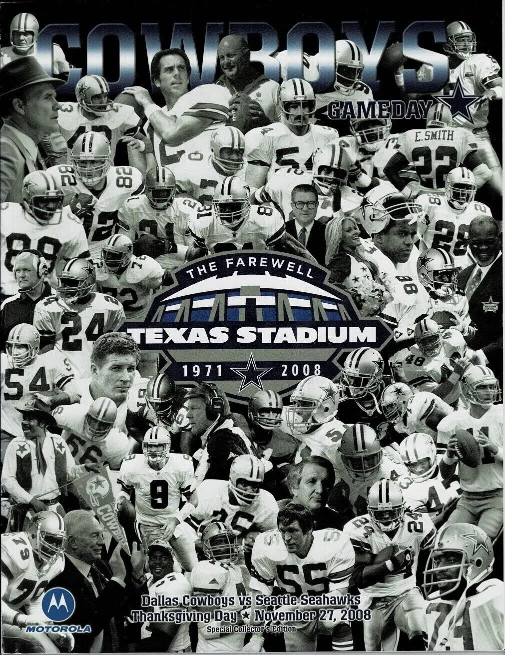 Farewell Texas Stadium collage from Dallas Cowboys final Thanksgiving game program 2008