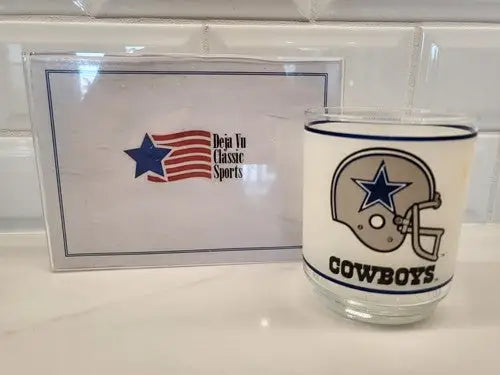 Dallas Cowboys Frosted Glass Rocks Tumbler with NFL Helmet Logo for football fans