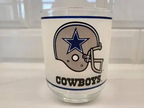 Dallas Cowboys Frosted Glass Rocks Tumbler with NFL Helmet Logo Design