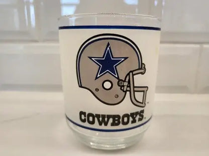 Dallas Cowboys Frosted Glass Rocks Tumbler featuring NFL Helmet Logo