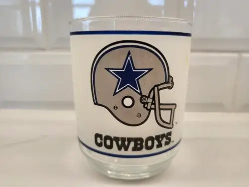 Dallas Cowboys Frosted Glass Rocks Tumbler featuring NFL Helmet Logo