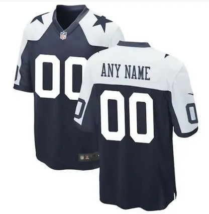 Customizable Dallas Cowboys Nike Alternate Navy Jersey with number 00 for fans