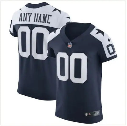 Customizable dark blue and white Dallas Cowboys Nike Alternate Vapor Elite Jersey with number 00