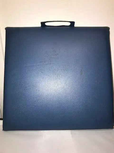 Blue portfolio case with handle for Dallas Cowboys seat cushion and trading cards