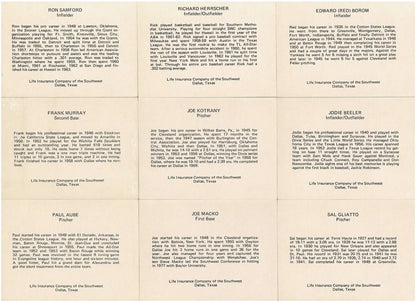 Vintage Dallas Rangers baseball cards featuring Paul Aube and Red Borom from 1977 set