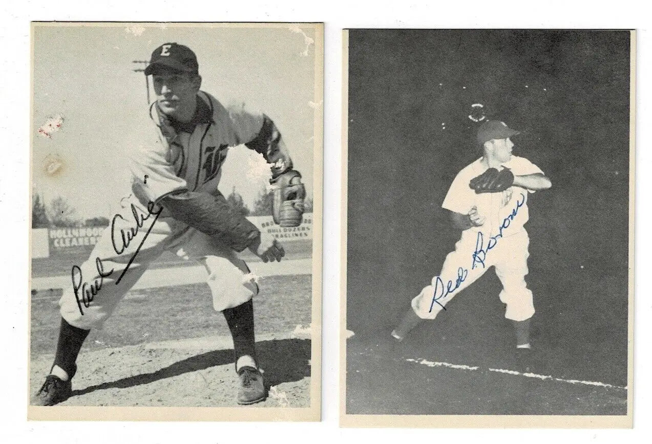 Two vintage Dallas Rangers baseball cards featuring Paul Aube and Red Borom