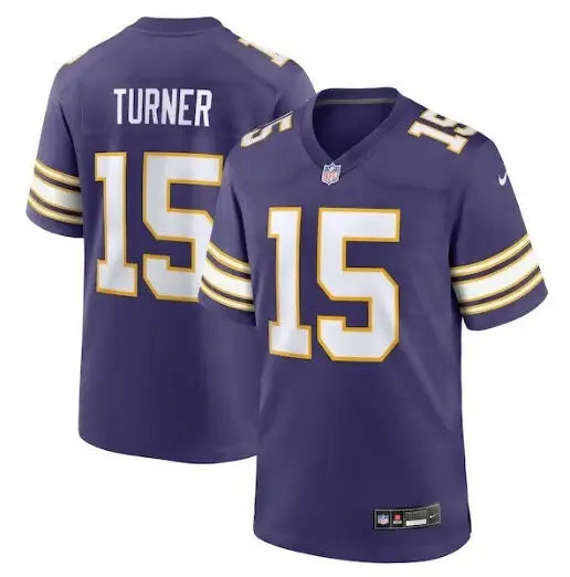 Purple Dallas Turner Minnesota Vikings Nike alternate game jersey with number 15