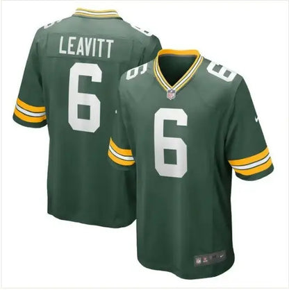 Green Dallin Leavitt Green Bay Packers Nike game jersey with number 6 and Leavitt on back