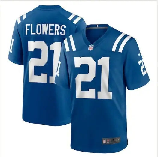 Blue Indianapolis Colts Flowers 21 NFL Nike Game Jersey displayed in Dallis Flowers Indianapolis Colts Royal