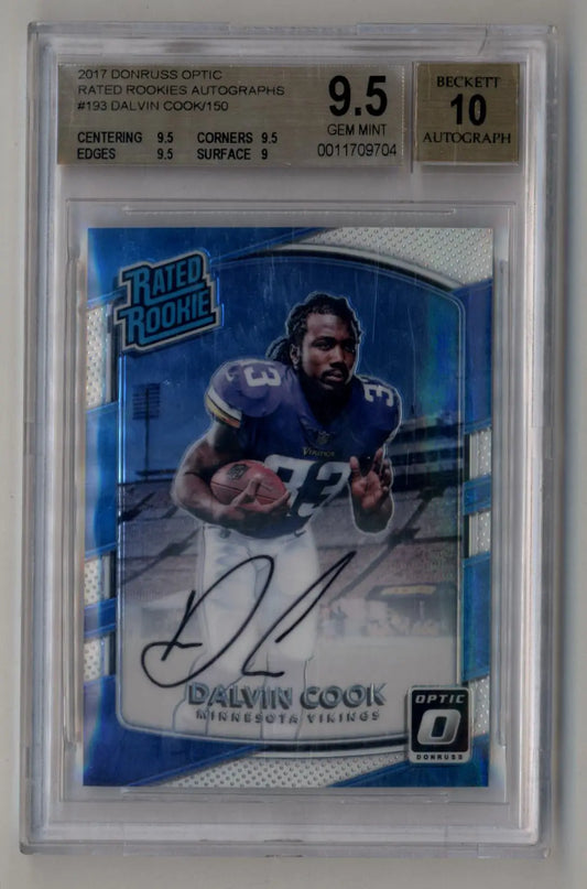 BGS 9.5 Dalvin Cook Donruss Optic Rated Rookies Auto in protective case