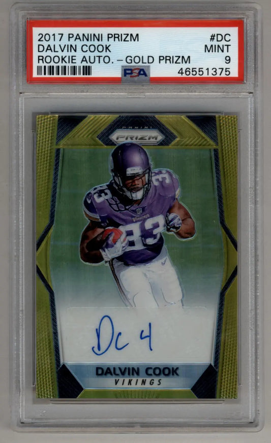 Dalvin Cook 2017 Prizm Rookie Auto Gold 09/10 PSA 9 Mint - Singles