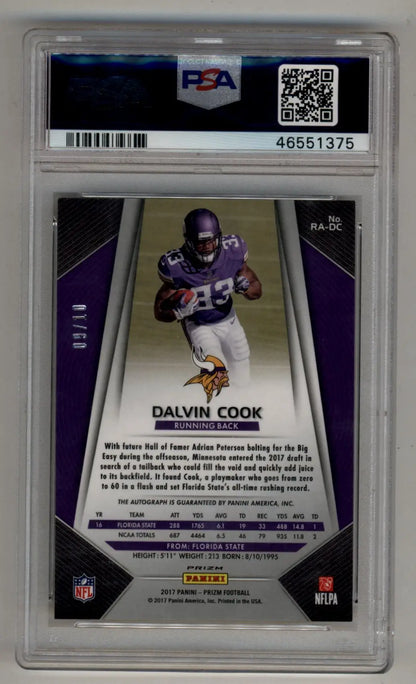 Dalvin Cook 2017 Prizm Rookie Auto Gold 09/10 PSA 9 Mint - Singles