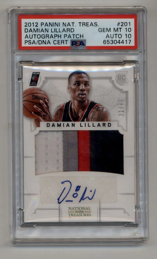 Damian Lillard 2012-13 Panini National Treasures #201 Patch Auto 31/99 PSA 10 Auto 10 - Singles