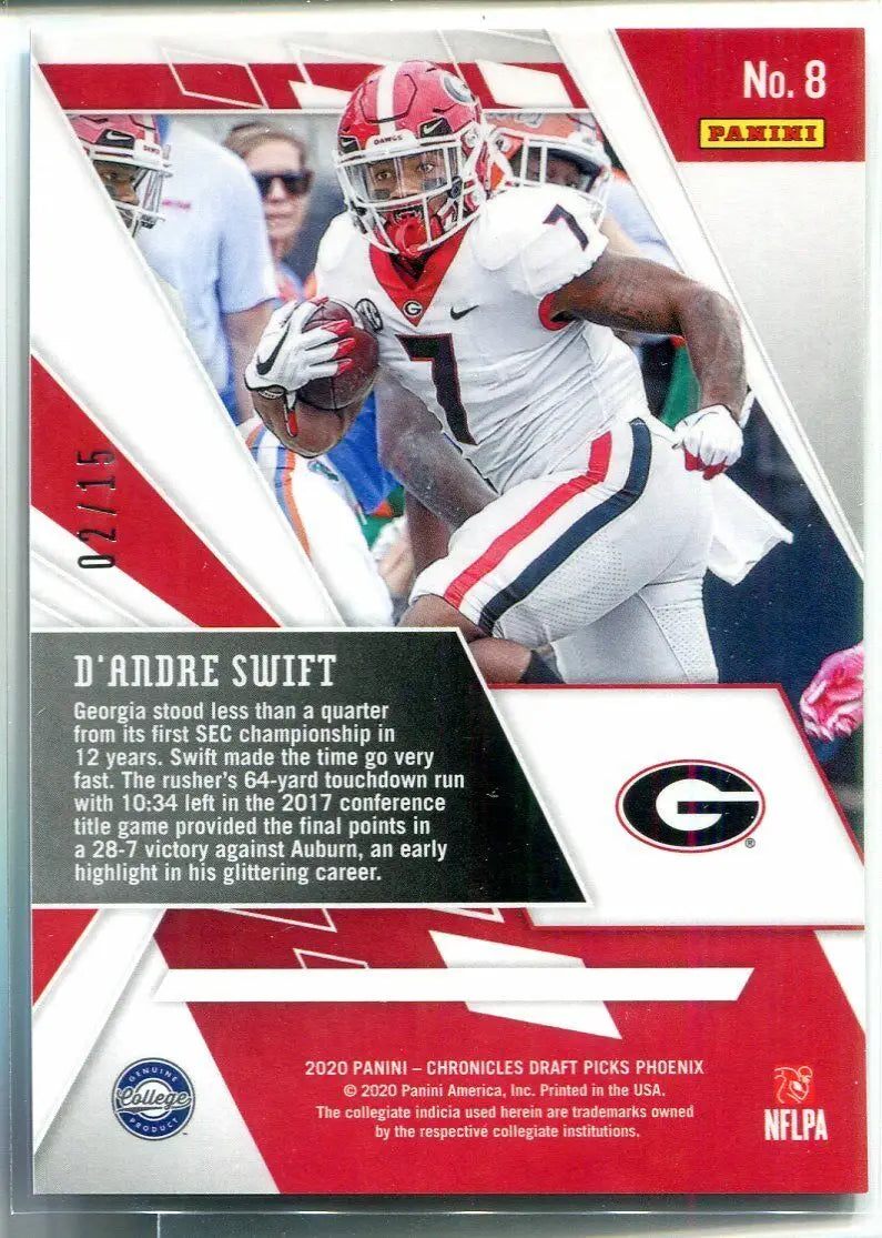 D’Andre Swift 2020 Panini Chronicles Phoenix Ice RC Blue football card #2/15 Georgia