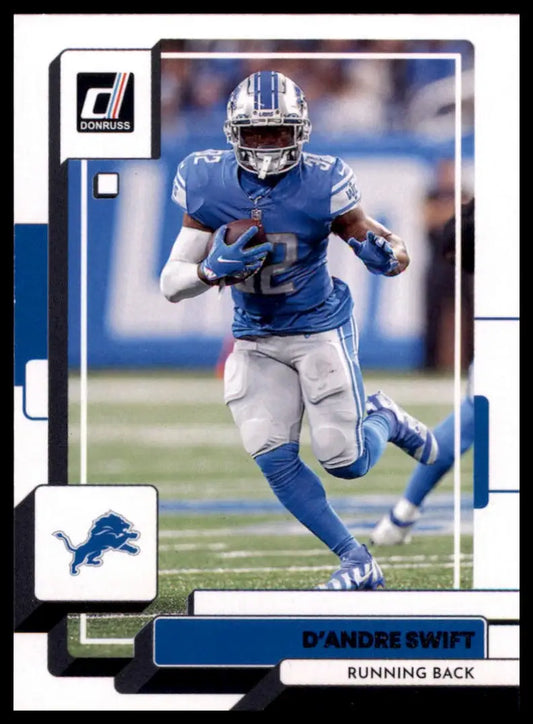 D’Andre Swift football card from 2022 Donruss series featuring Detroit Lions player