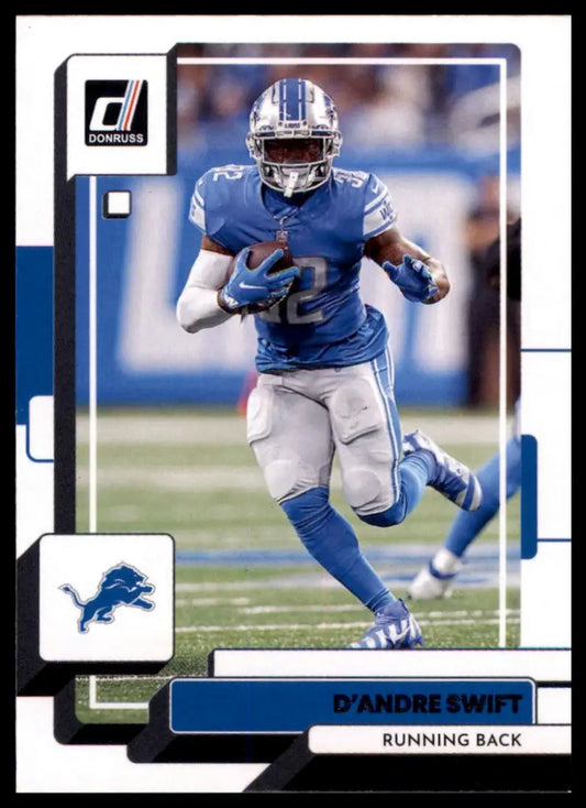 D’Andre Swift 2022 Donruss football card featuring Detroit Lions player