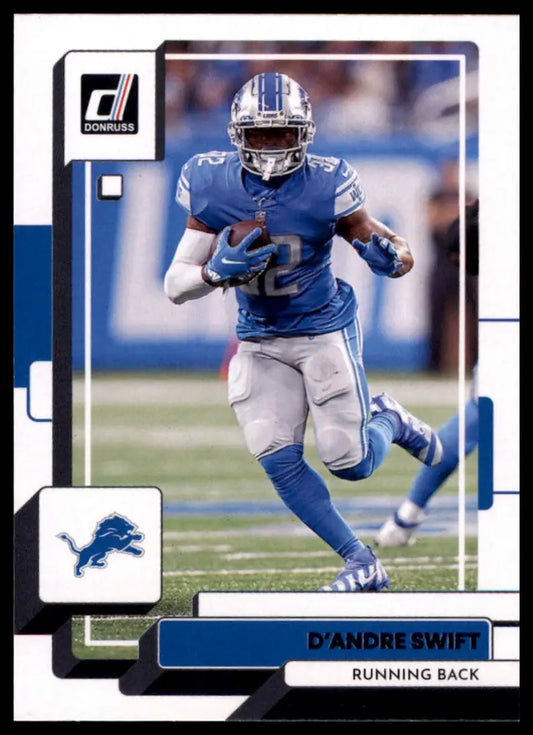D’Andre Swift football card from 2022 Donruss Detroit Lions numbered 89