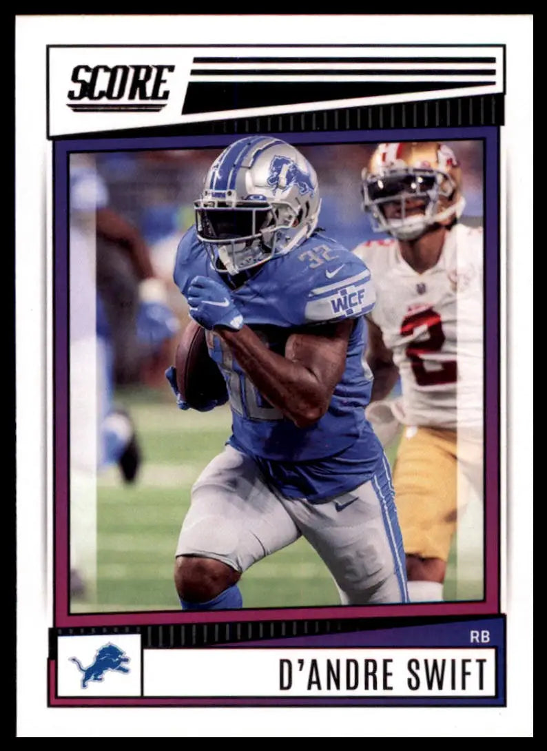 D’Andre Swift football card from 2022 Score series featuring Detroit Lions player