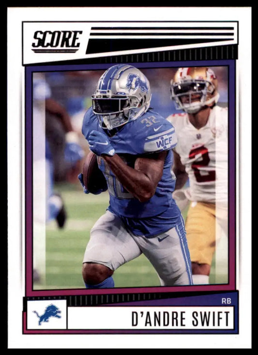 D’Andre Swift football card from 2022 Score series featuring Detroit Lions player