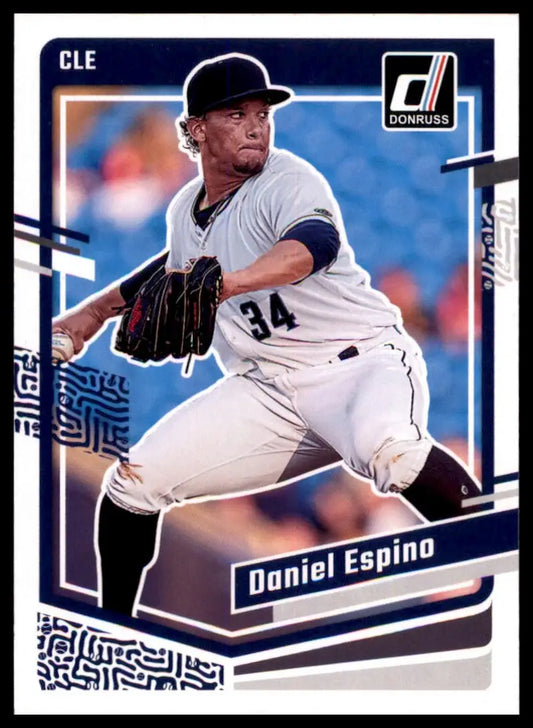 Baseball card of Daniel Espino from 2023 Donruss Cleveland Guardians series