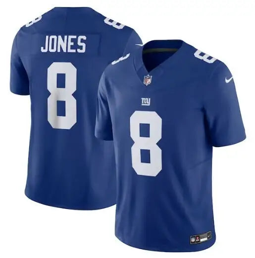 Blue Daniel Jones New York Giants Nike Vapor F.U.S.E. Limited Jersey with number 8 and JONES on back