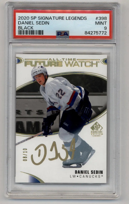 Daniel Sedin 2020-21 SP Signature Legends Black 08/10 PSA 9 Mint - Singles