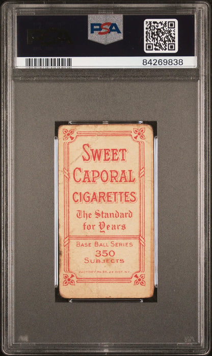 Vintage Danny Hoffman T206 Sweet Caporal 350/30 card in PSA grading case