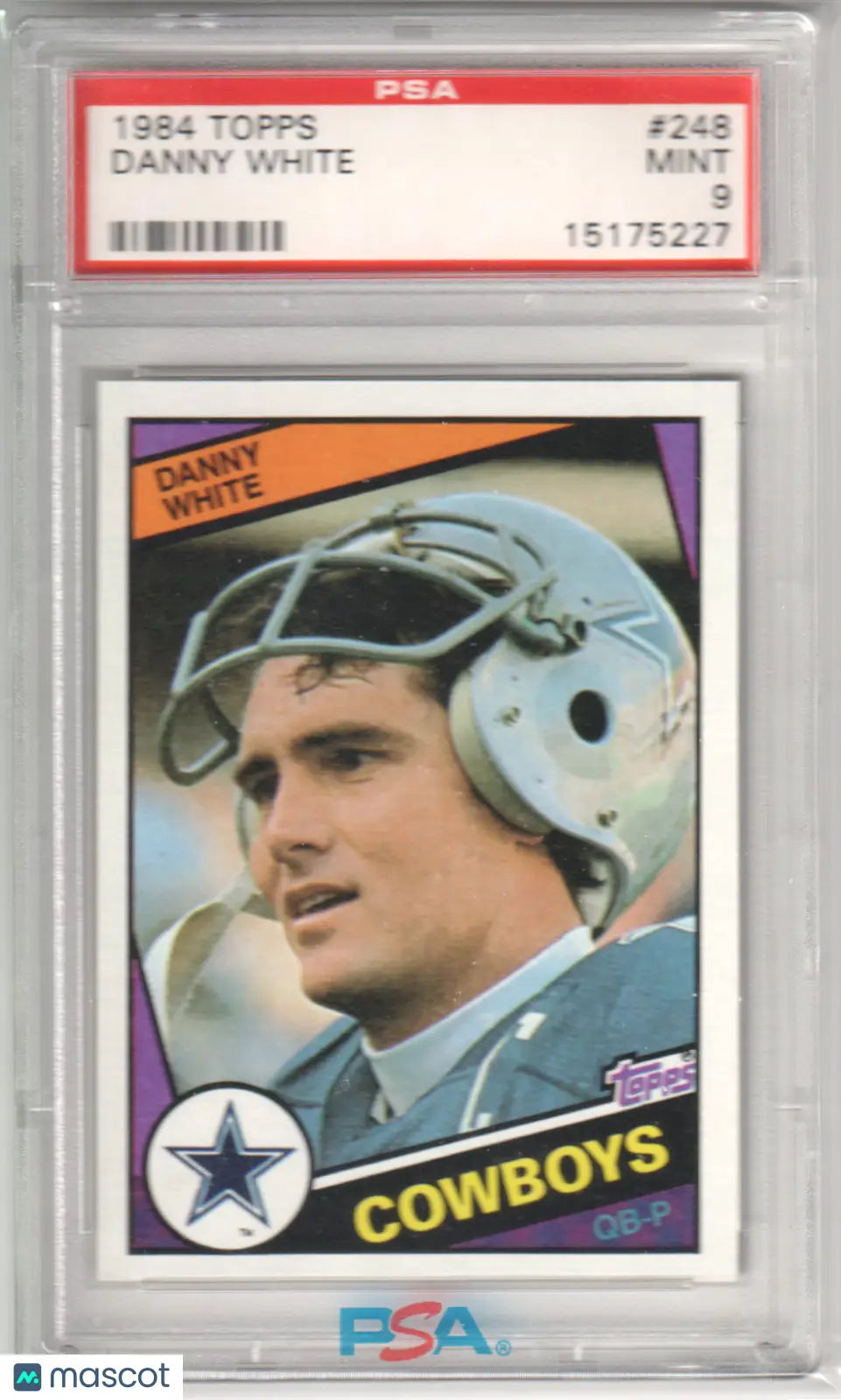 1984 Topps Danny White football card graded PSA 9 Mint from Columbia Hobby