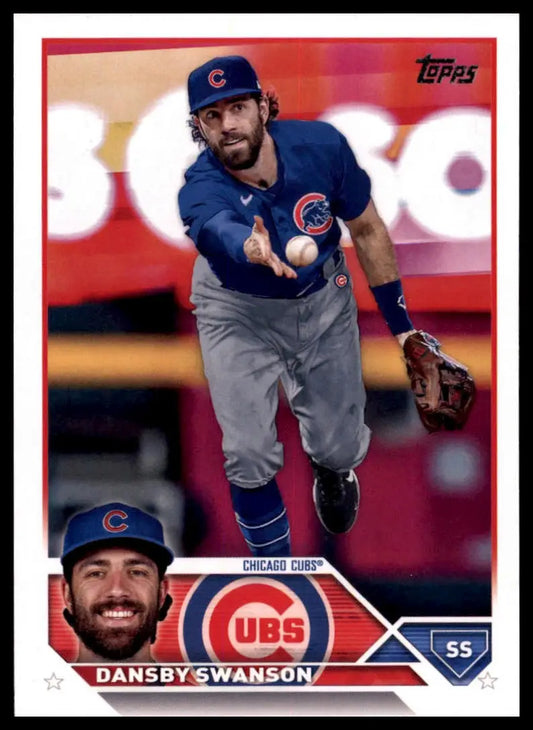 Dansby Swanson 2023 Topps baseball card featuring Chicago Cubs player
