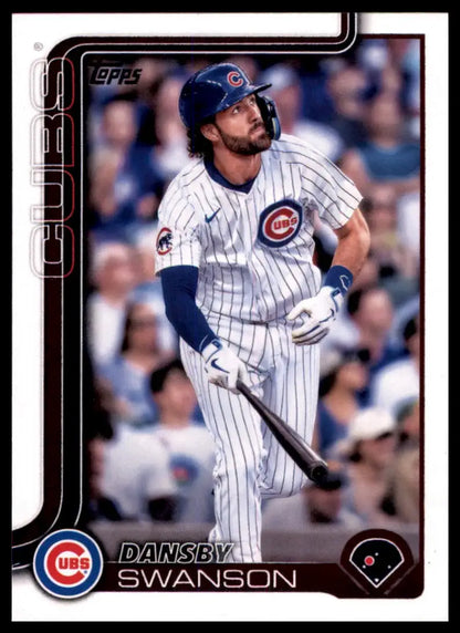Dansby Swanson 2025 Topps baseball card featuring Chicago Cubs player