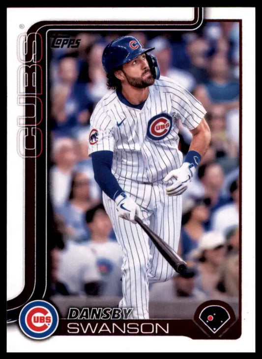 Dansby Swanson 2025 Topps baseball card featuring Chicago Cubs player