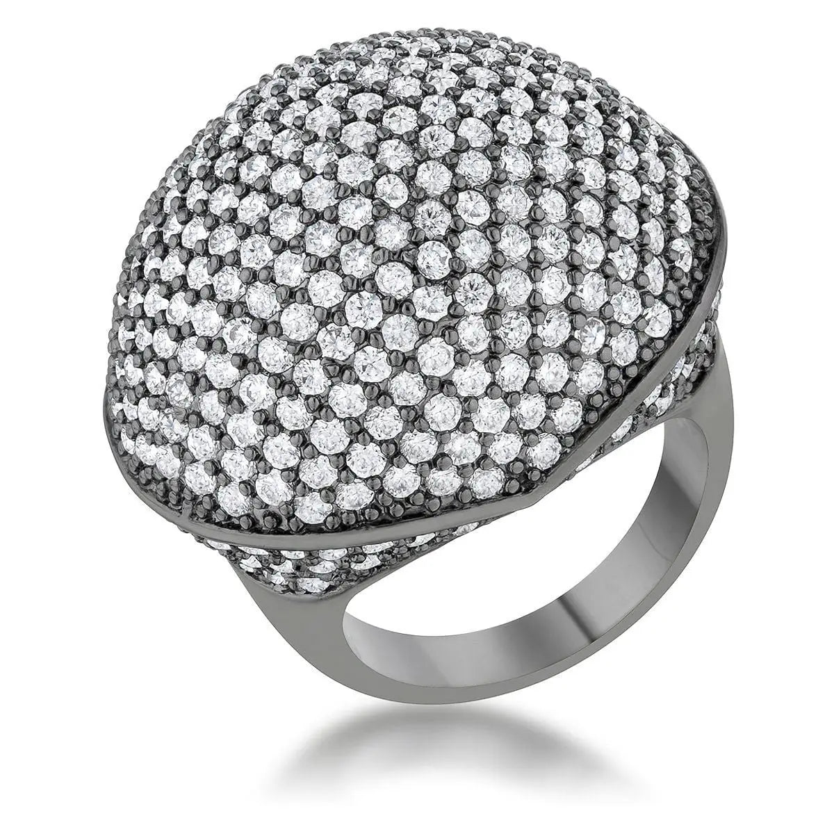 Dara 4.75ct CZ Hematite Dome Cocktail Ring - Rings