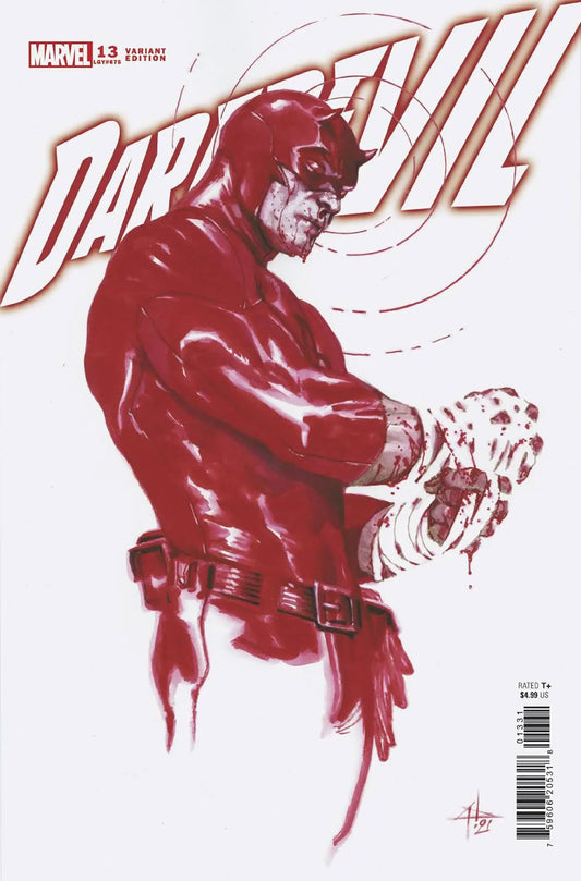 Red monochromatic comic art of Daredevil for DAREDEVIL #13 trading card collection