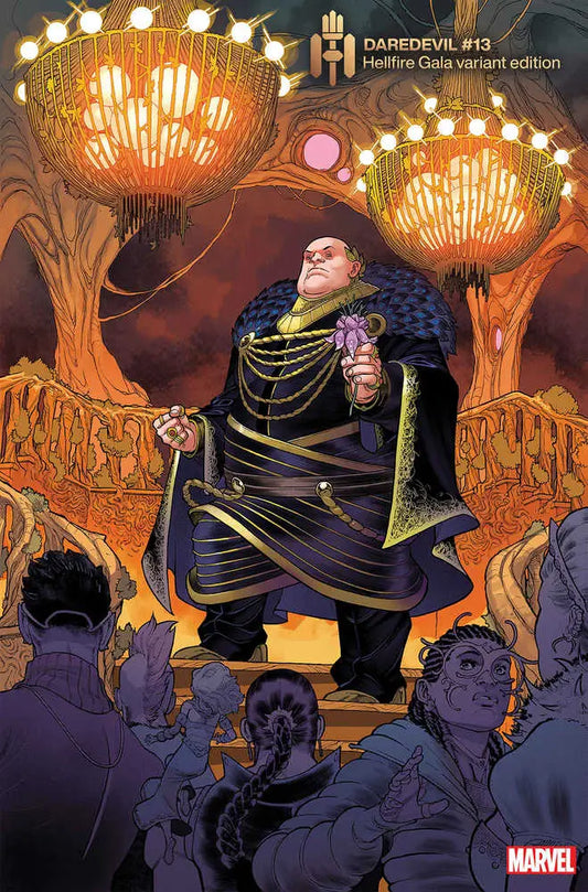 Caped figure in military uniform with drink, featured on Daredevil #13 trading card