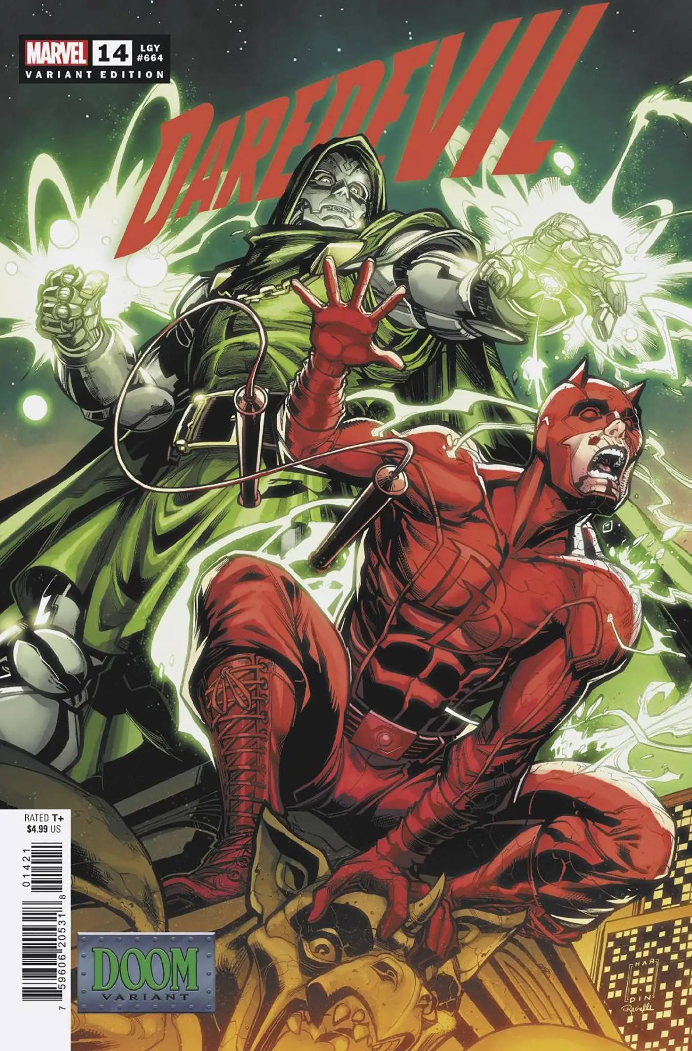 DAREDEVIL #14 comic cover with Daredevil and Doctor Doom for trading cards collection