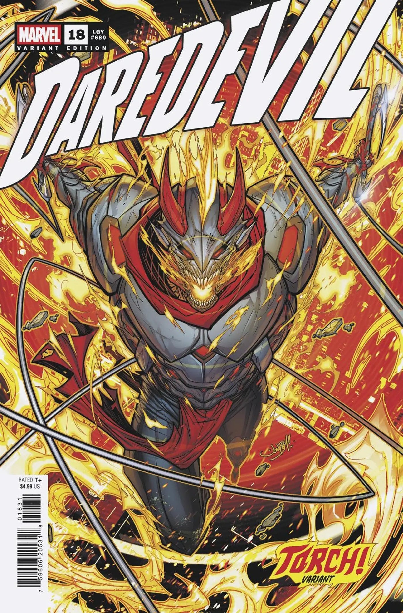 Daredevil comic book cover featuring Jonboy Meyers Torch Variant by Meyers Torch Variant