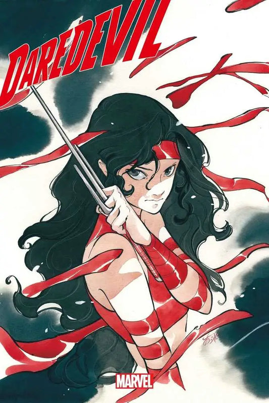 Comic book cover of Daredevil #6 Momoko Variant with character in red wielding sword