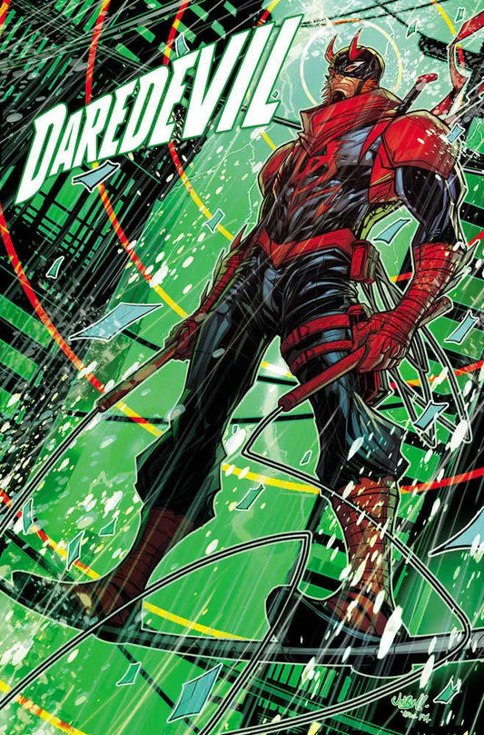 Red and black superhero in Daredevil #9 Jonboy Meyers Black Costume Variant for trading cards