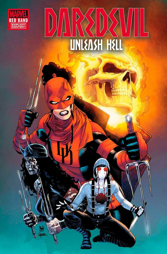 Daredevil Unleash Hell Red Band #5 comic book cover in polybag