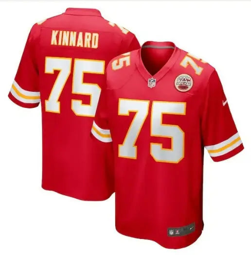 Red Darian Kinnard Kansas City Chiefs Nike game jersey with white and yellow accents