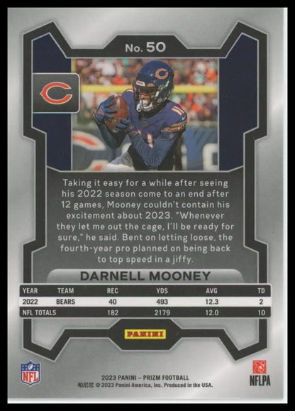 Football trading card featuring Darnell Mooney from Panini Prizm 2023 Chicago Bears