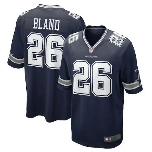 Dark blue Dallas Cowboys Nike player game jersey with number 26 and Bland on back