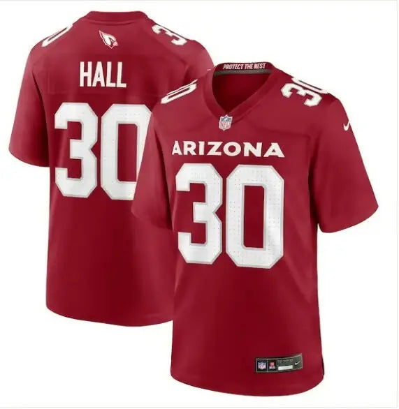 Red Darren Hall Arizona Cardinals Nike Team Game Jersey with number 30 and HALL on back