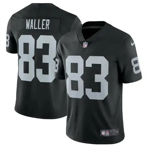 Black Darren Waller Las Vegas Raiders jersey with 83 and WALLER lettering