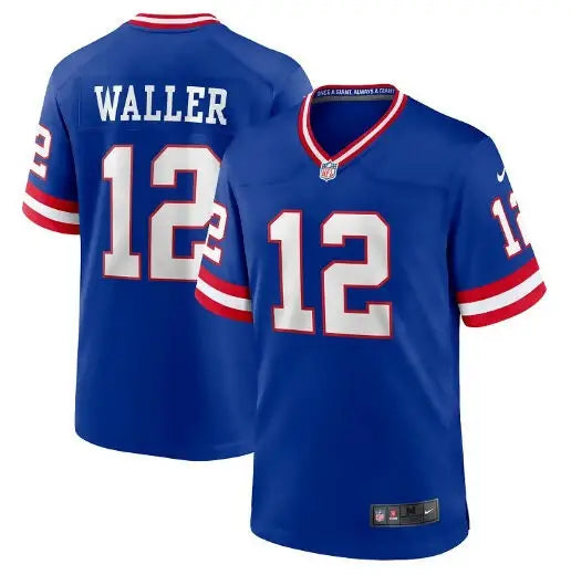 Blue and white Darren Waller New York Giants Nike away game jersey with number 12