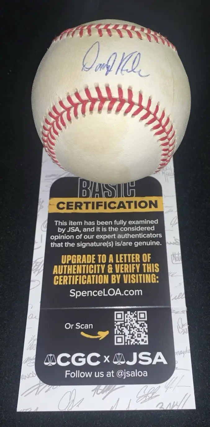 Signed Darryl Kile Houston Astros baseball with JSA certification sticker