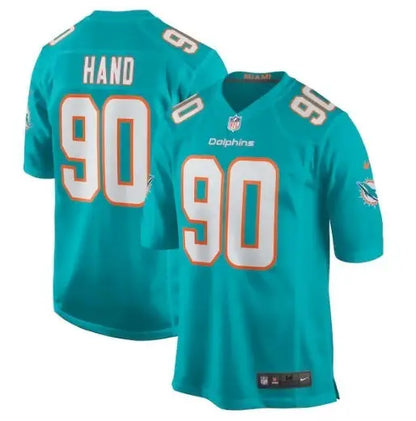 Turquoise Miami Dolphins Da’Shawn Hand Nike Game Jersey with HAND on the back