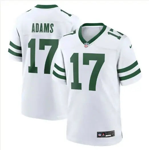 White York Jets Nike football jersey with green stripes and Davante Adams name